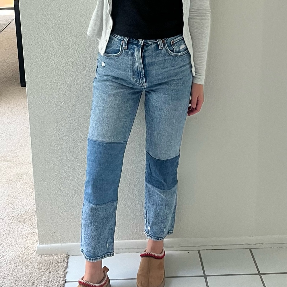 Abercrombie & Fitch Two-Tone Ankle Straight Jeans